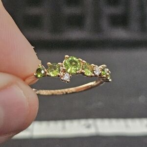 Bomb Party Green Stone Rose Gold Plating Size 8 Ring